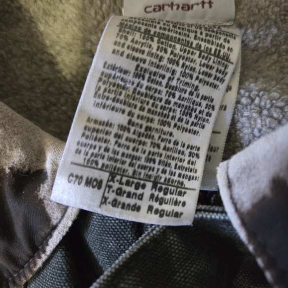 Carhartt C70 Sherpa Lined Jacket XL Mens Green Canvas Duster Chore Barn USA - Picture 13 of 15